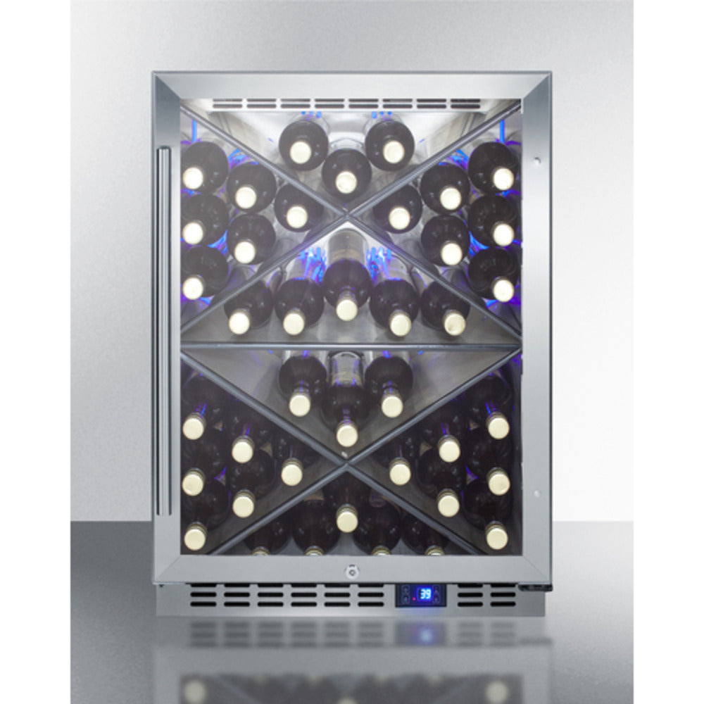 Summit Appliance SCR610 Series 24" Stainless Steel Built-In Single Zone Commercial Wine Cellar with Diamond Style Racks
