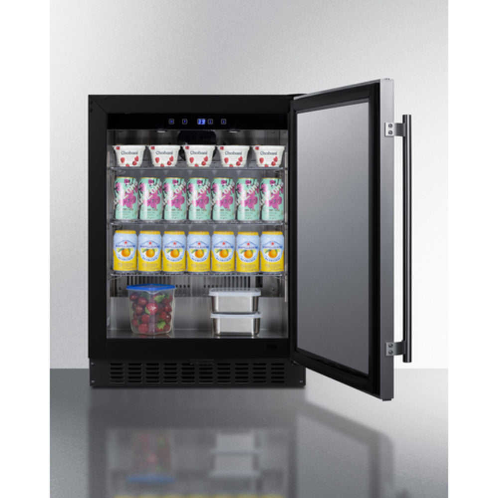 Summit Appliance Shallow Depth Series 24" Stainless Steel/Black Finish Built-In All-Refrigerator