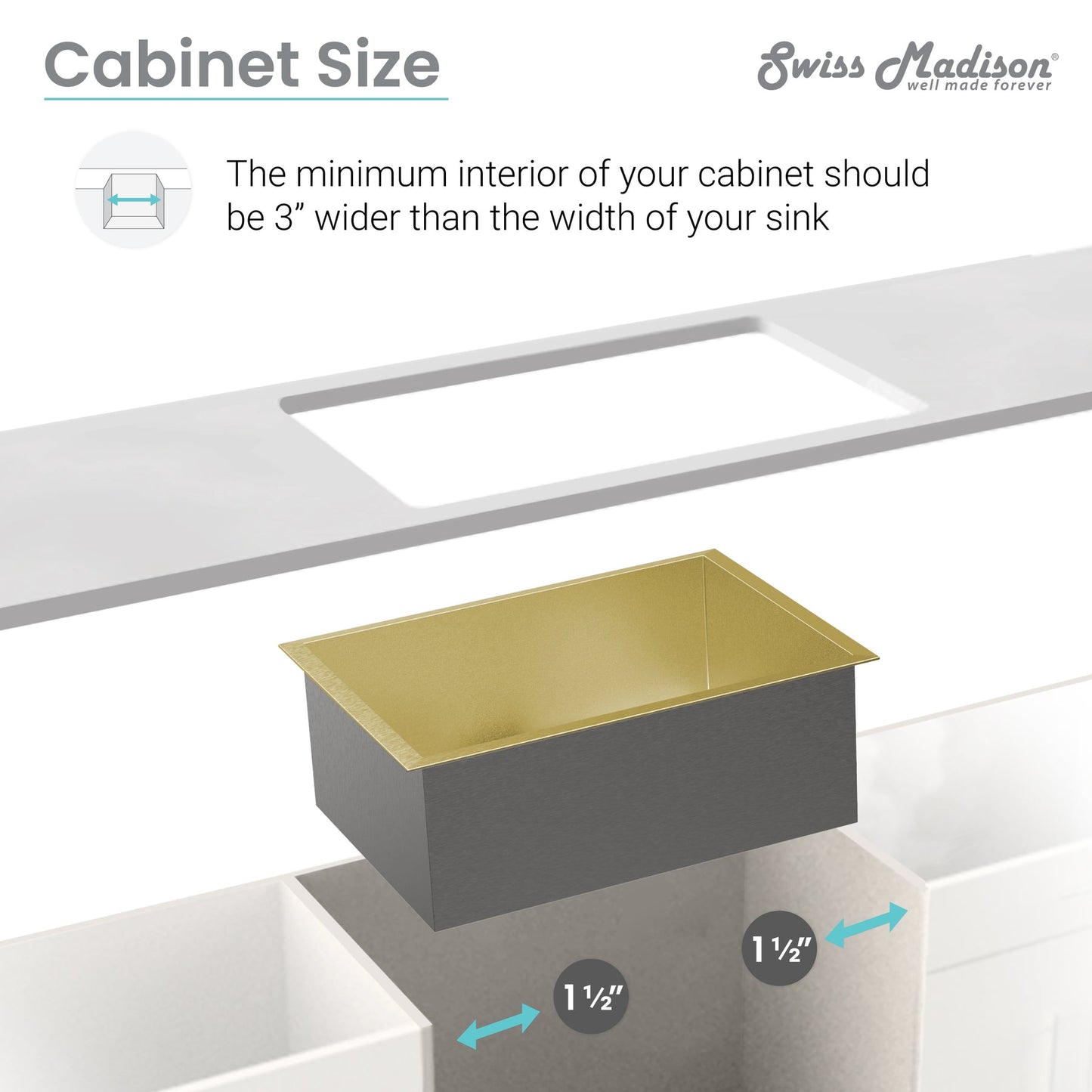 Swiss Madison Rivage 33" x 20" Gold Double Basin 60/40 Stainless Steel Undermount Kitchen Sink