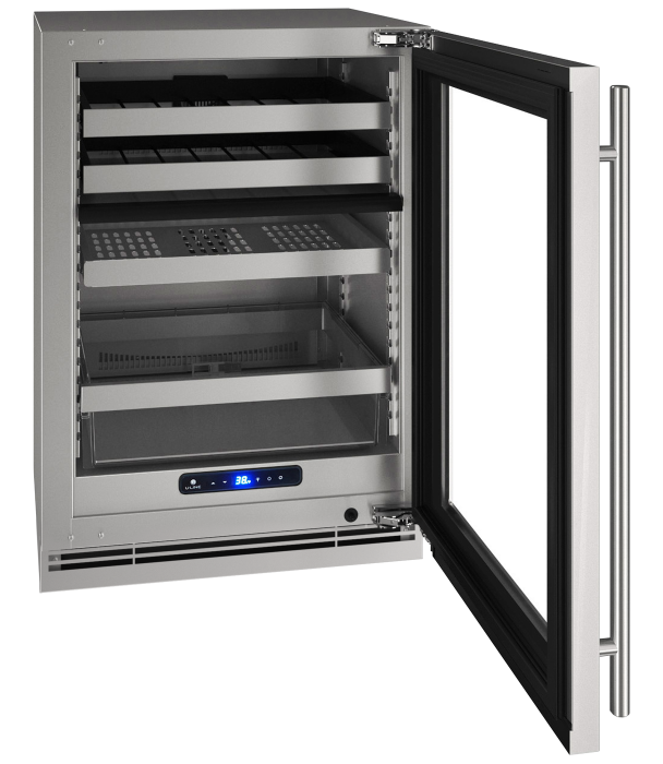 U-LINE HBD524 24" Stainless Frame Dual-Zone Beverage Center With Field Reversible Door