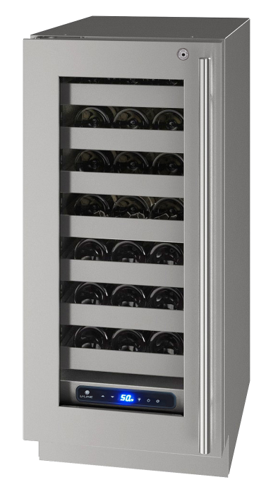 U-LINE HWC515 15" Stainless Frame Wine Refrigerator With Lock and Left-Hand Hinge