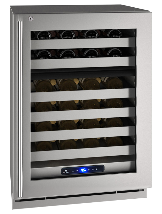U-LINE HWD524 24" Stainless Frame Dual-Zone Wine Refrigerator With Lock and Right-Hand Hinge