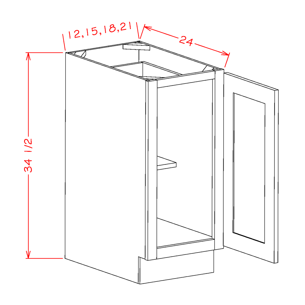 US Cabinet Depot Oxford White 21" Full Height Door Base Cabinet (OW-B21FH)