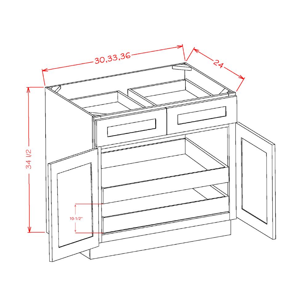 US Cabinet Depot Oxford White 36" Two Rollout Shelf Base Cabinet Kit (OW-B362RS)