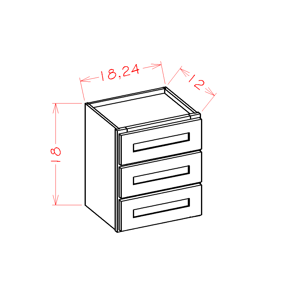 US Cabinet Depot Shaker Grey 24" Wall Three Drawer Cabinet (SG-W3D24)