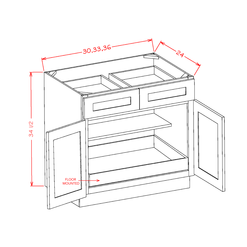 US Cabinet Depot Shaker Navy 36" One Rollout Shelf Base Cabinet Kit (SN-B361RS)