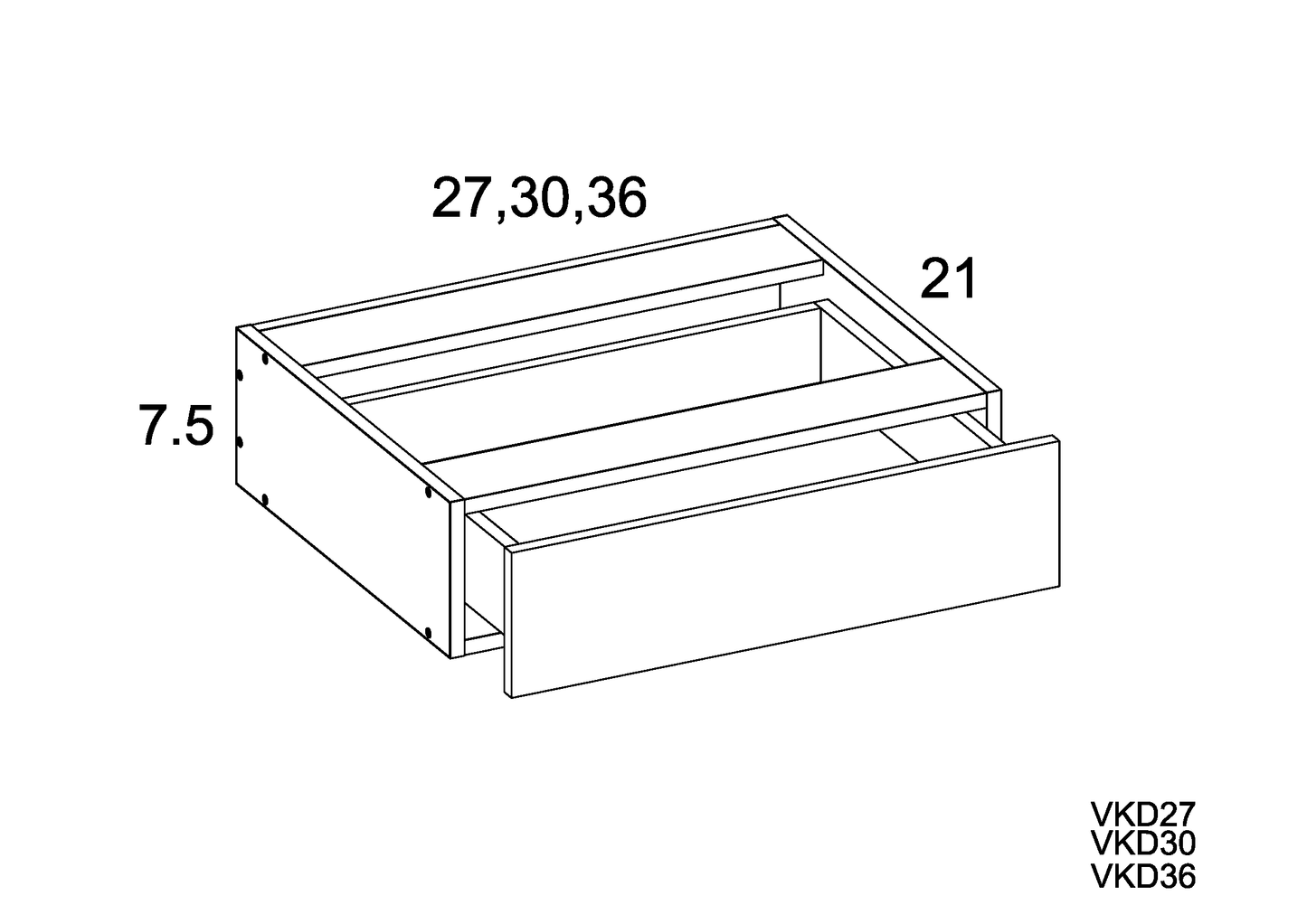 US Cabinet Depot Torino Dark Wood 30" Altamax Vanity Knee Drawer (TDW-VKD30)