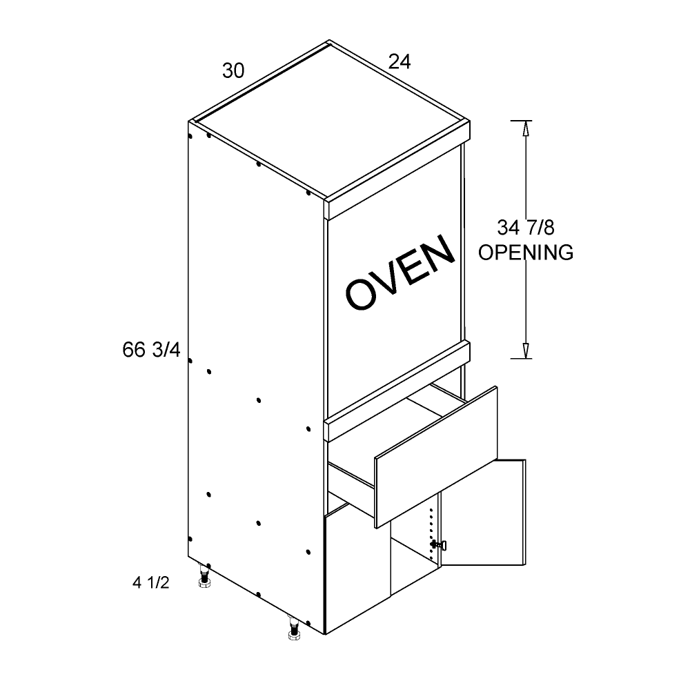 US Cabinet Depot Torino Grey Wood 30" Altamax Tall Single Oven Two Door One Drawer Utility Cabinet (TGW-TOSB3072)