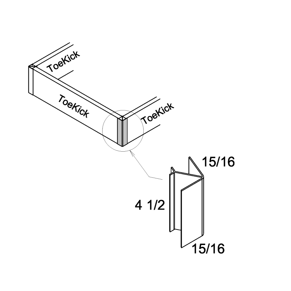 US Cabinet Depot Torino White Pine Silver Pvc Toe Kick Corner (Corner-PVC)