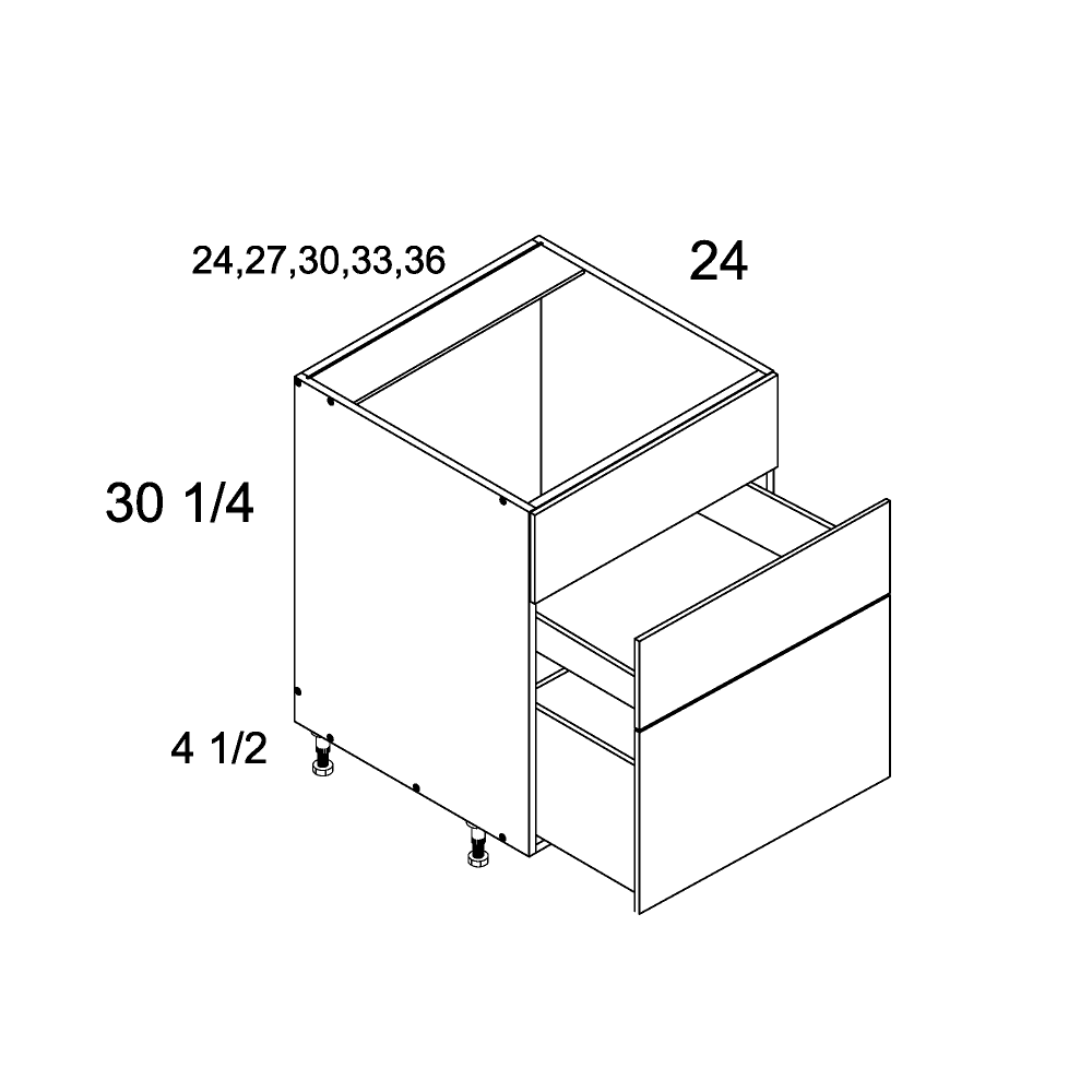 US Cabinet Depot Verona Midnight Navy 30" Altamax Two Drawer With One False Front Range Base (VMN-RB3DB30)
