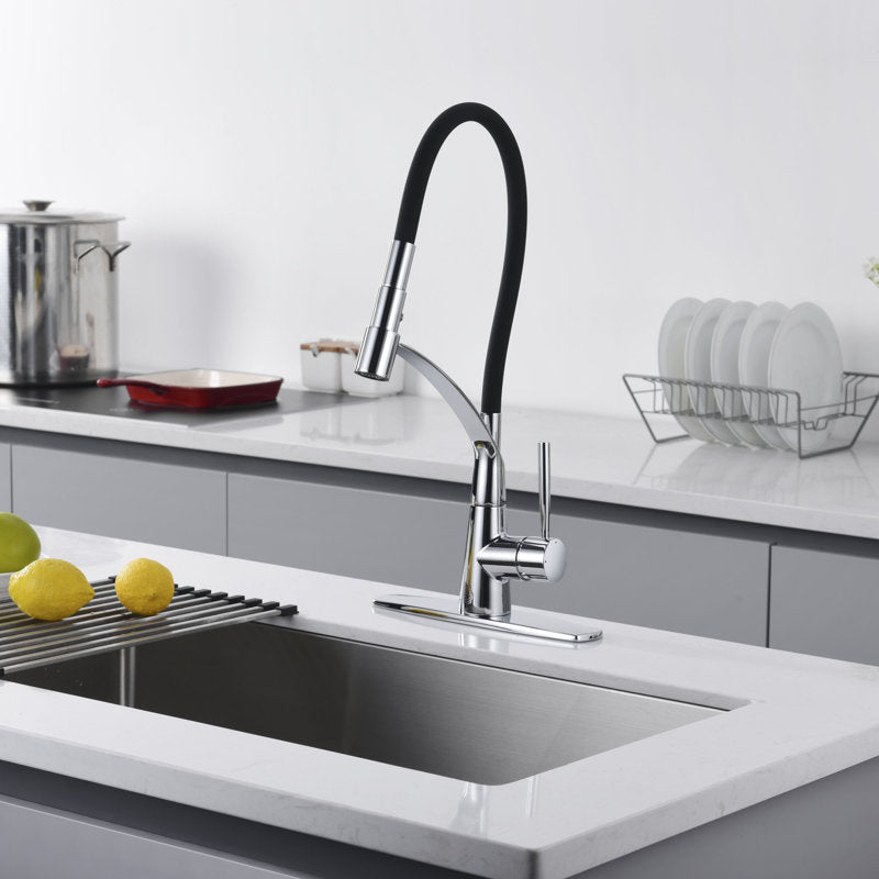 Ultra Faucets Pagani 20" Single-Handle Chrome Polished Faucet with Pull-Down Spray
