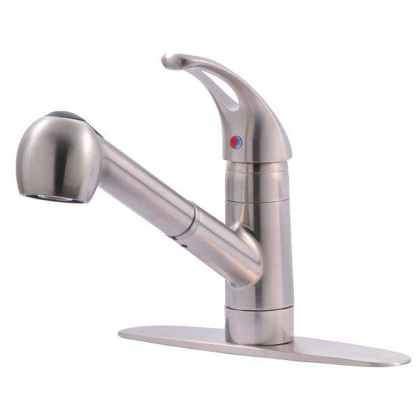 Ultra Faucets Single-Handle with Pull-Out Spray Copper Tube Inlet Stainless Steel Kitchen Faucet