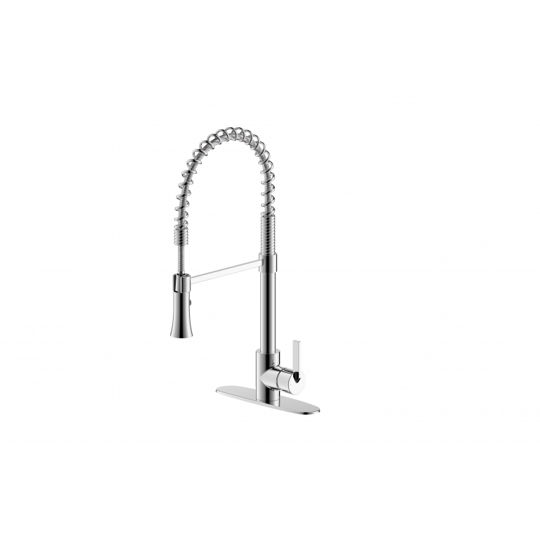 Ultra Faucets Single-Handle with Spring Spout Chrome Kitchen Faucet-UF17200