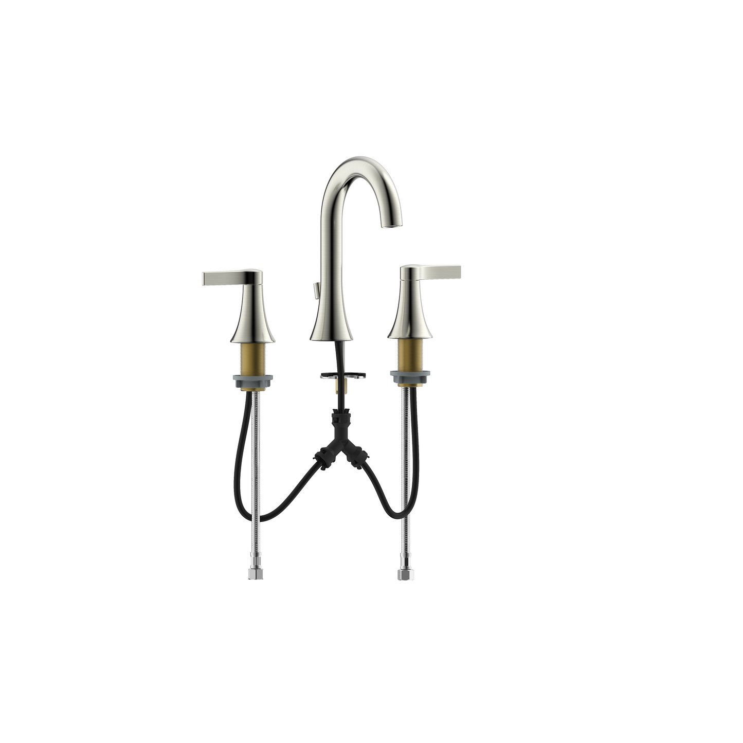 Ultra Faucets Widespread PVD Brushed Nickel Lavatory Faucet-UF56603