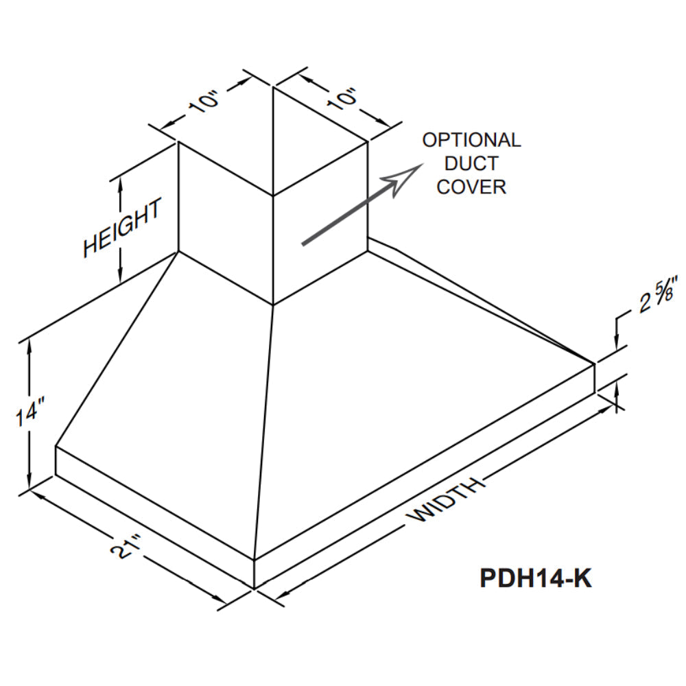 VentAHood KSeries PDH14K 48" White Finish Wall Mounted EuroStyle