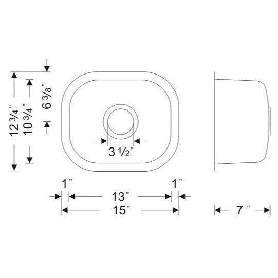 Wells Sinkware Craftsmen 15" Rectangle Undermount 18-Gauge Stainless Steel Single Bowl Bar Sink