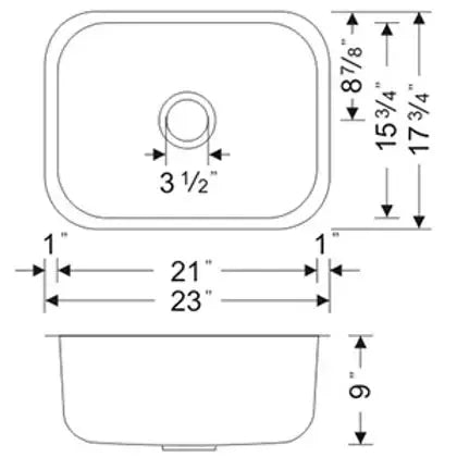 Wells Sinkware Craftsmen 23" Rectangle Undermount 16-Gauge Stainless Steel Single Bowl Kitchen Sink With 1 Bottom Protection Grid Rack and 1 Basket Strainer