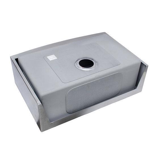 Wells Sinkware New Chef's 30" Rectangle Farmhouse Handcrafted 16-Gauge Arched Apron Front Single Bowl Stainless Steel Kitchen Sink With 1 Bottom Protection Grid Rack and 1 Deep Basket Strainer