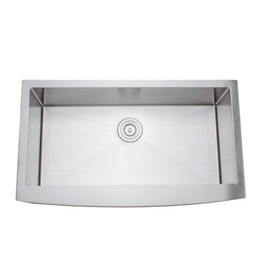 Wells Sinkware New Chef's 36" Rectangle Farmhouse Handcrafted 16-Gauge Arched Apron Front Single Bowl Stainless Steel Kitchen Sink With 1 Bottom Protection Grid Rack and 1 Deep Basket Strainer