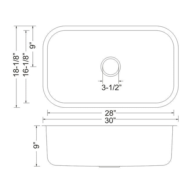 Wells Sinkware Specialty 30" Rectangle Undermount 18-Gauge Stainless Steel Single Bowl Kitchen Sink With 1 Bottom Protection Grid Rack and 1 Deep Basket Strainer