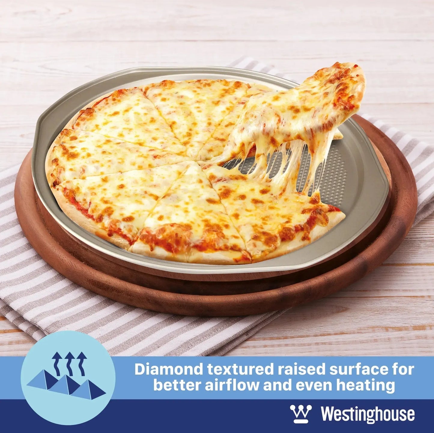 Westinghouse 3-Piece Carbon Steel Pizza Pan Set With Premium Non-stick Coating