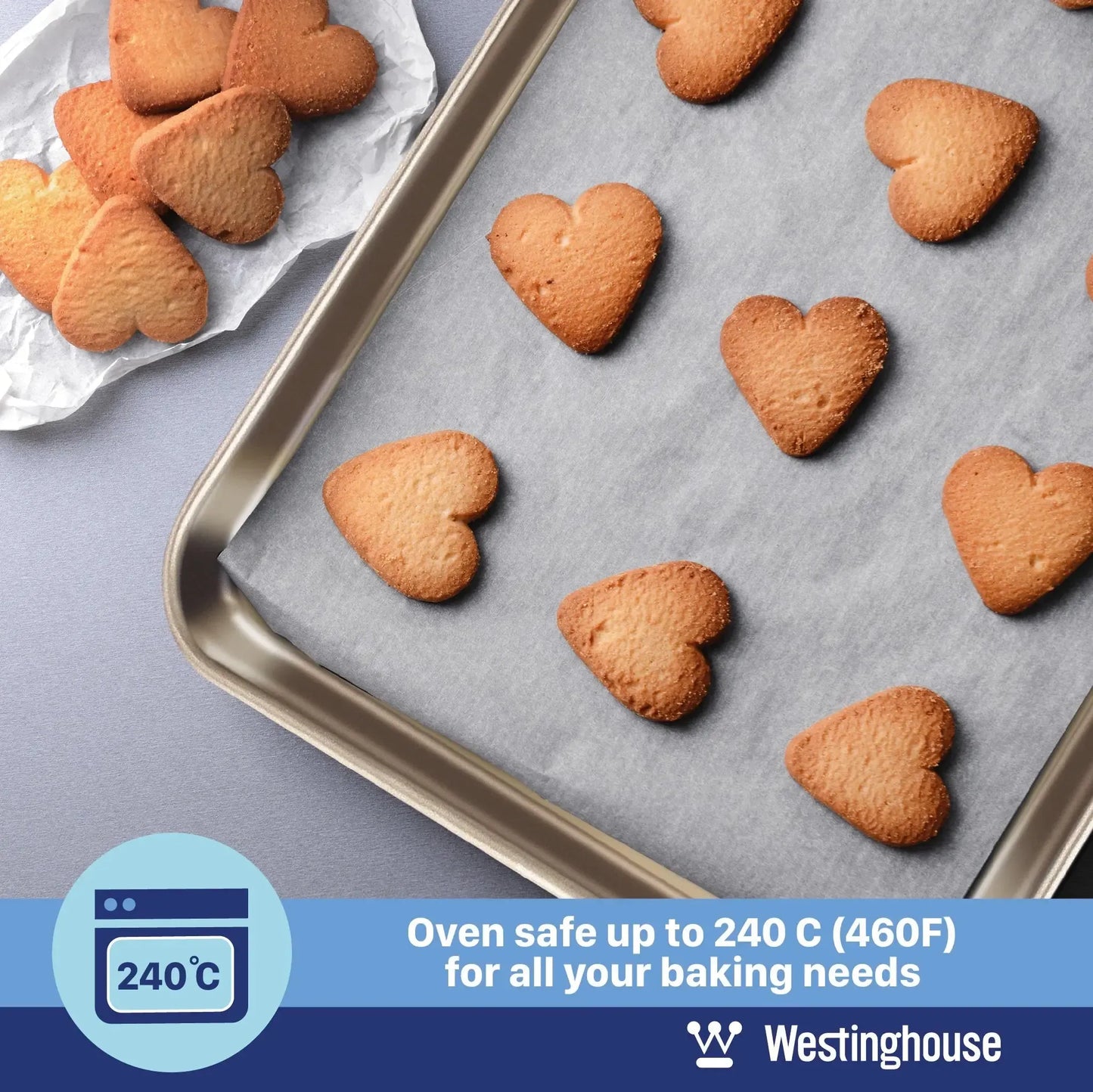 Westinghouse 3-Piece Carbon Steel Premium Non-stick Baking Pan Set With Square Pan, Muffin Tray, and Rectangular Deep Tray