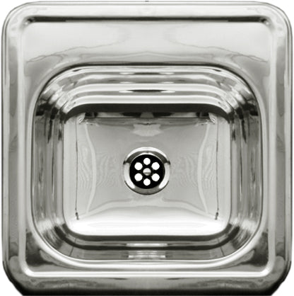 Whitehaus WH692ABL Decorative Square Drop-in Entertainment/Prep Sink with a Smooth Surface a Hammered Texture Bowl and Mirrored Finish Ledge