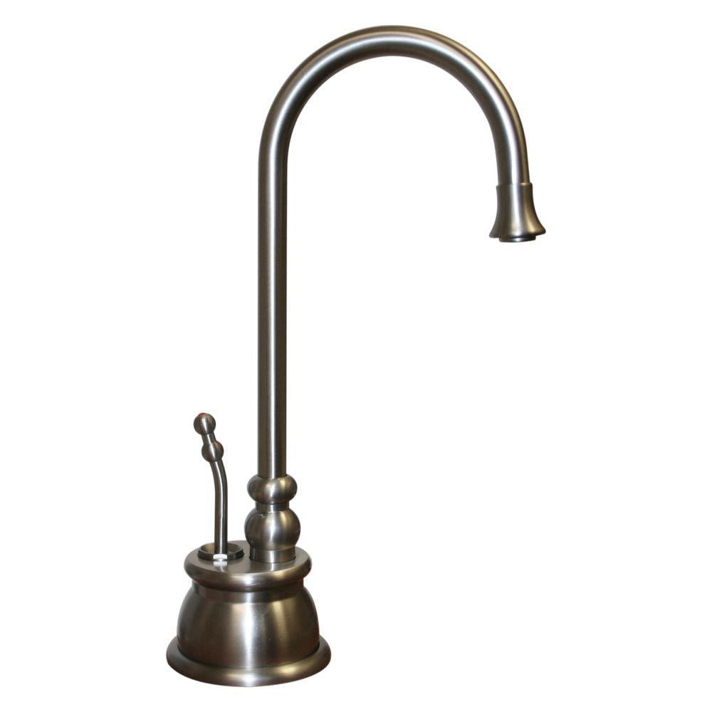 Whitehaus WHFH-H4540-BN Point of Use Instant Hot Water Faucet with Gooseneck Spout and Self Closing Handle