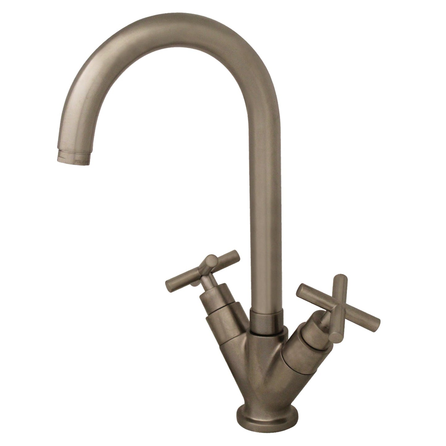 Whitehaus WHLX79572-BN Luxe Single Hole/Dual Handle Entertainment/Prep Faucet with High Tubular Swivel Spout
