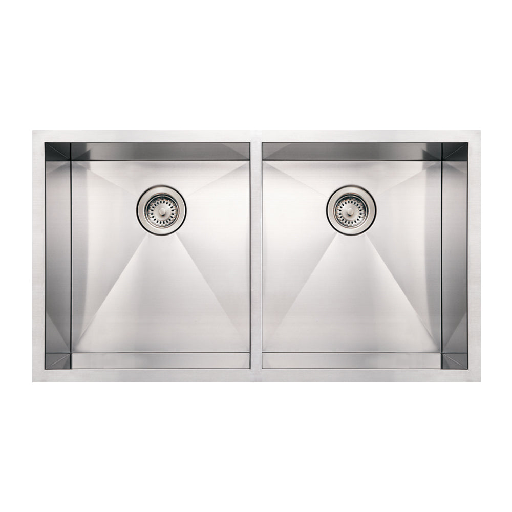 Whitehaus WHNCM3720EQ Noah'S Collection Brushed Stainless Steel Commercial Double Bowl Undermount Sink