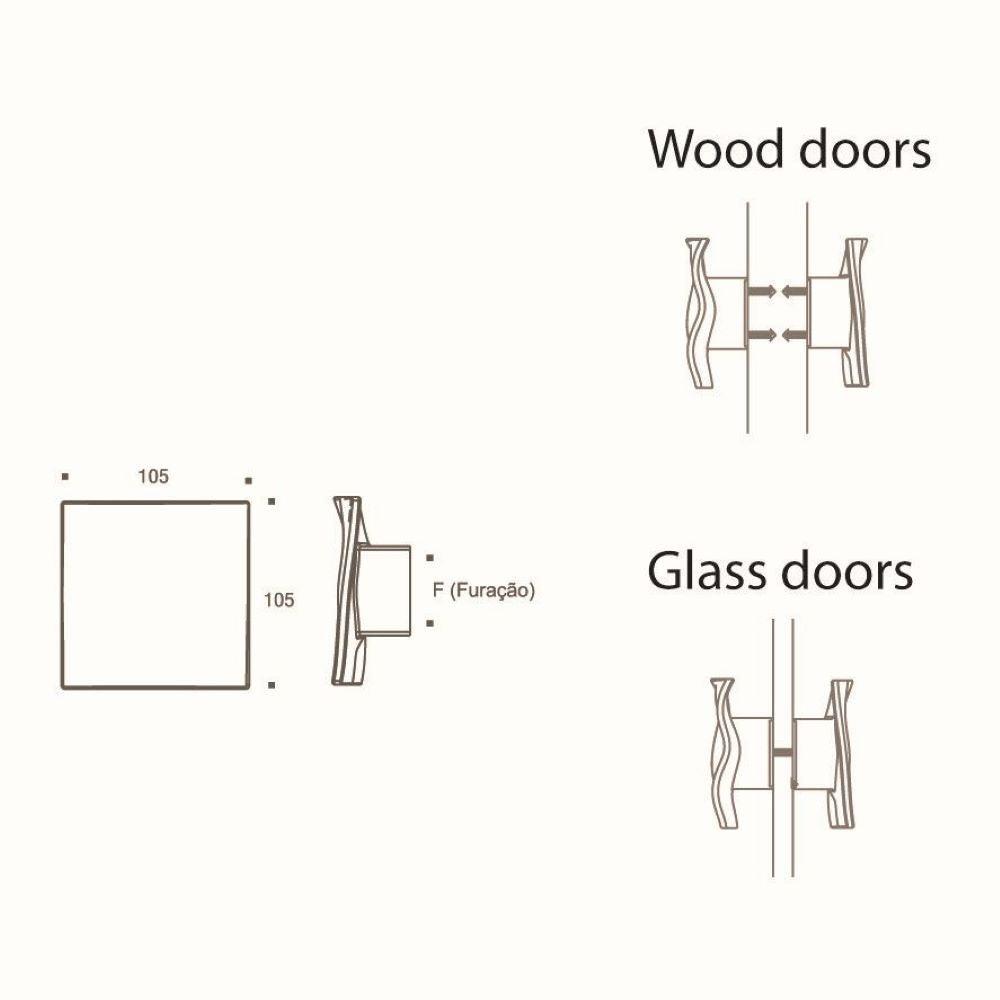 ZEN Design Acqua Di Zen 4" Brushed Nickel Large Set of 2 Back to Back Door Knob