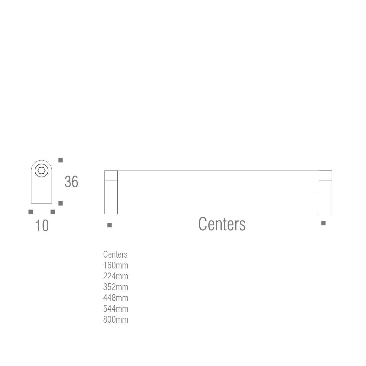ZEN Design Allen Liso 14" Brushed Nickel Center Cabinet Handle