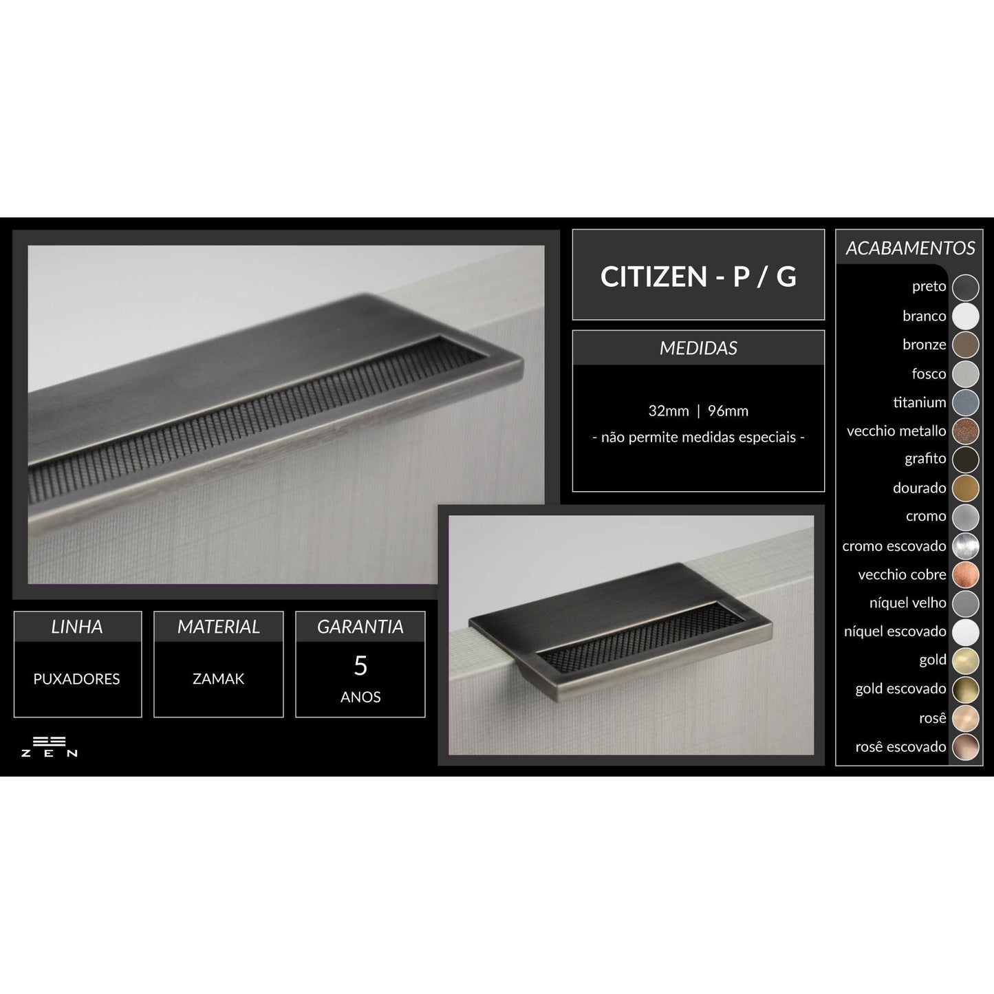 ZEN Design Citizen 3" Matte Black Cabinet Pull