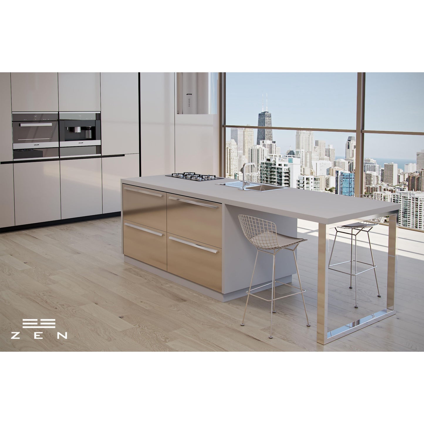 ZEN Design Ken 8" Chrome Center Cabinet Pull