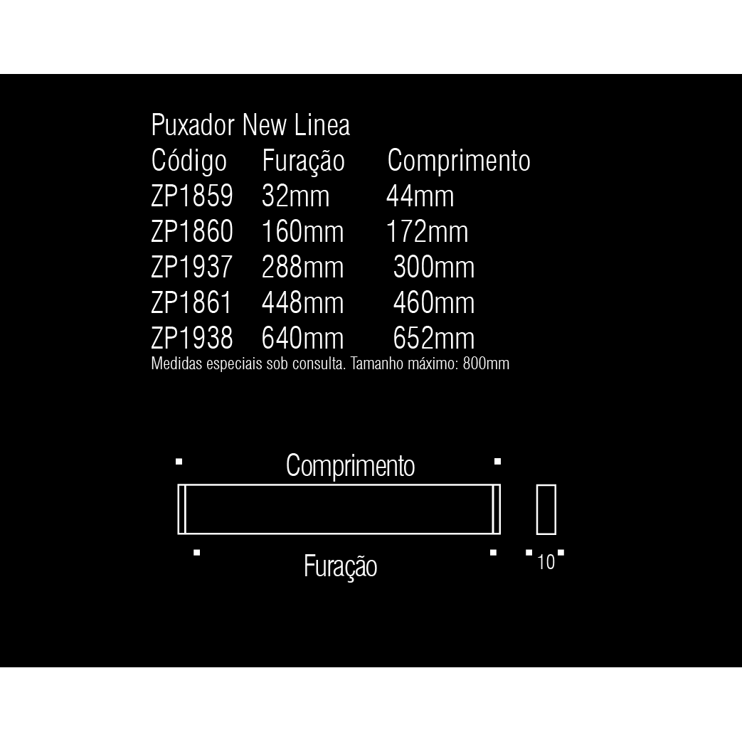 ZEN Design Linea 18" Chrome White Center Cabinet Handle