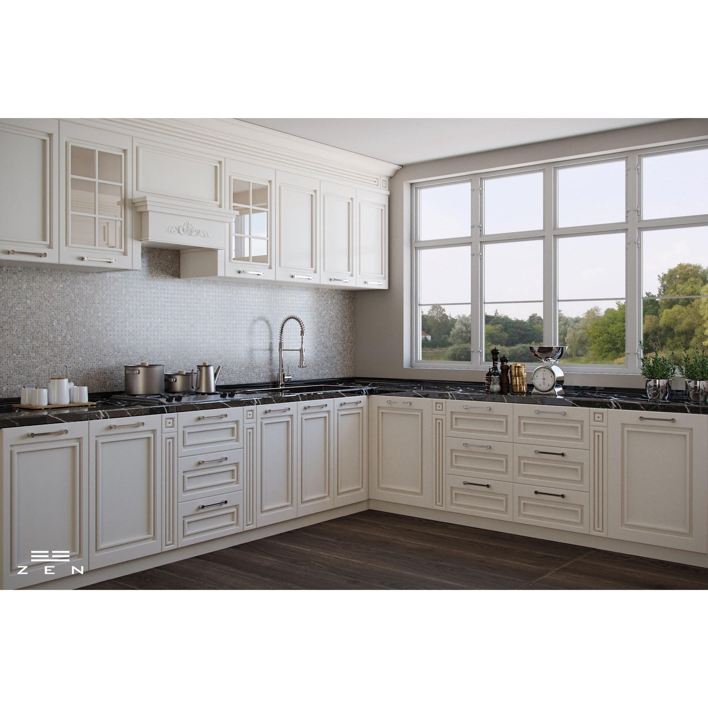 ZEN Design Olivia 9" Brushed Nickel Center Cabinet Handle