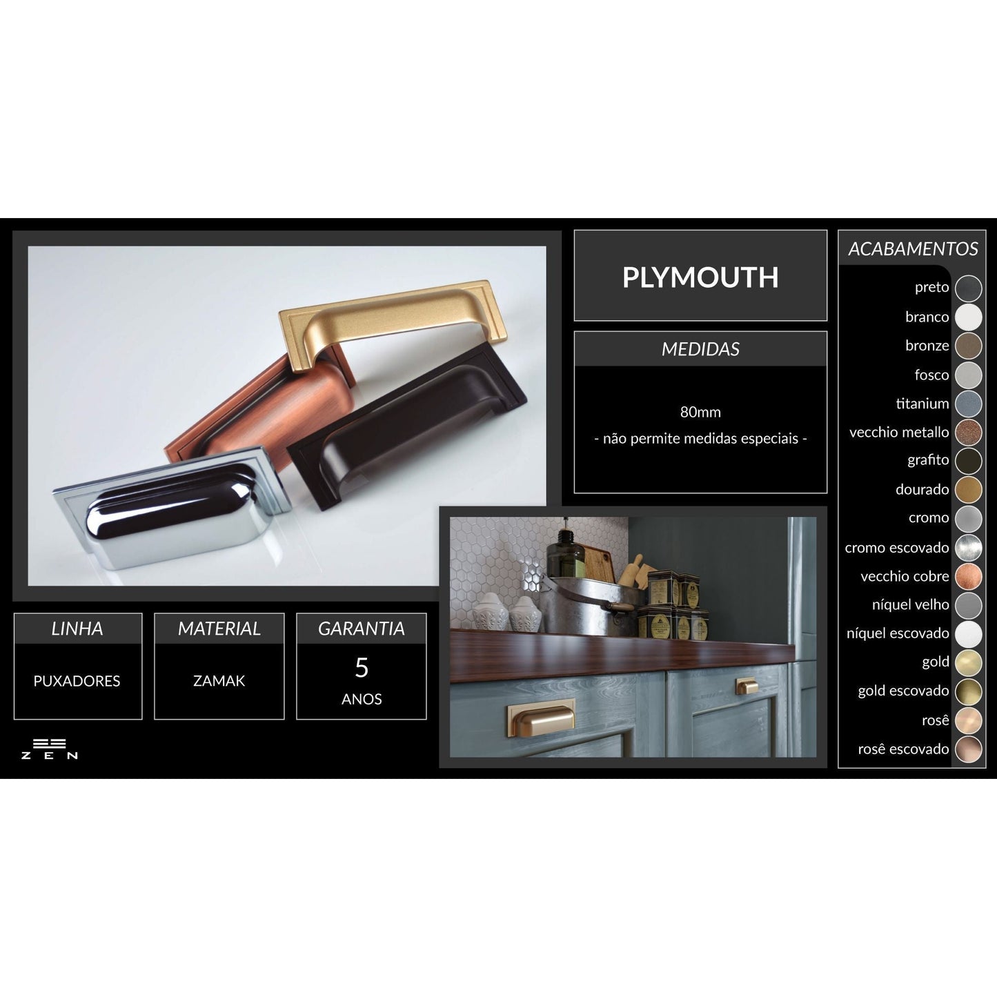 ZEN Design Plymouth 4" Champagne Bronze Cabinet Pull