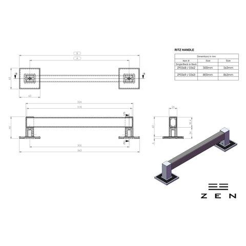 ZEN Design Ritz 22" x 3" Chrome Single Door Pull