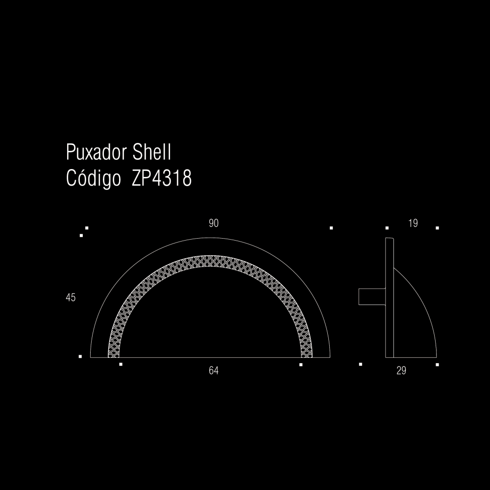 ZEN Design Shell 3" Antique Nickel Center Cabinet Handle