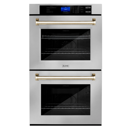 ZLINE 30" Autograph Edition Double Wall Oven with Self Clean and True Convection in Stainless Steel and Gold