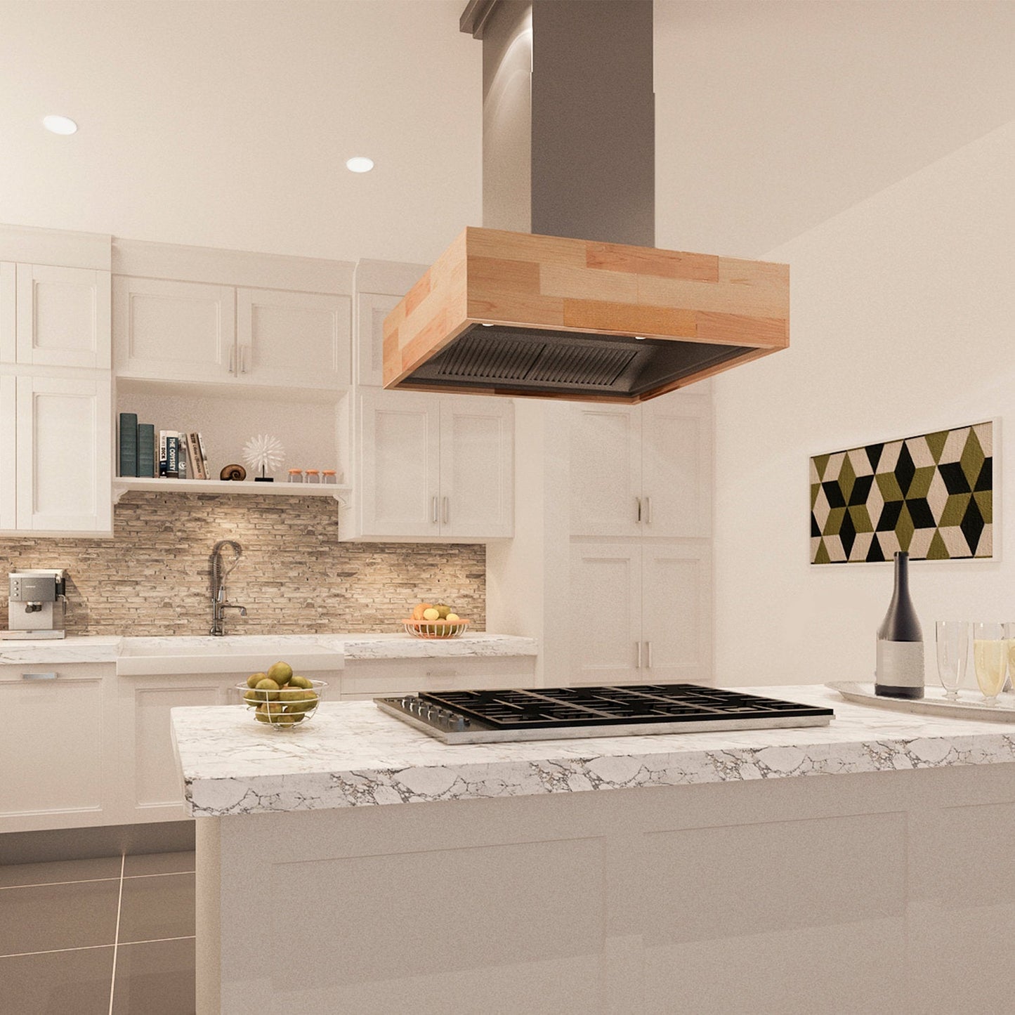 ZLINE 681iM-RD 30" Remote Blower Designer Series Wooden Island Mount Range Hood in Butcher Block