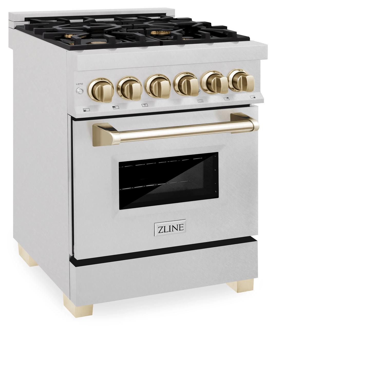 ZLINE Autograph Edition 24" 2.8 cu. ft. Dual Fuel Range With Gas Stove and Electric Oven in DuraSnow Stainless Steel With Gold Accents