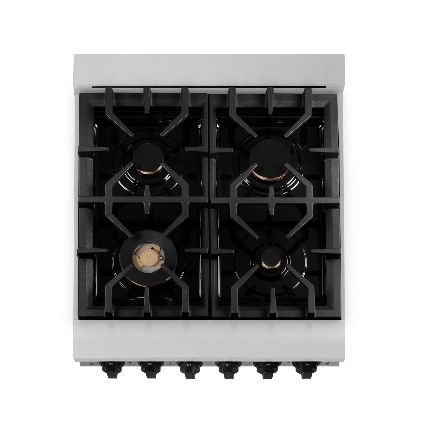 ZLINE Autograph Edition 24" Stainless Steel and Matte Black Accents 4 Burner Dual Fuel Range With 2.8 cu. ft. Electric Oven