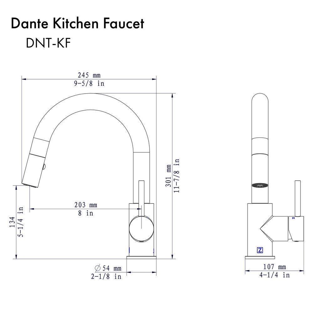 ZLINE Dante Gun Metal Single Hole 2.2 GPM Kitchen Faucet With Pull Out Spray Wand