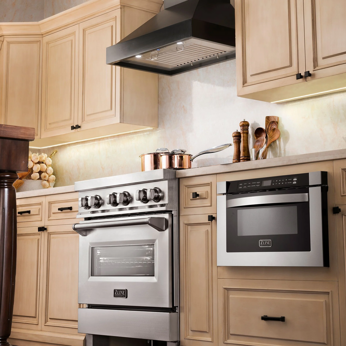ZLINE KBCC-RD 36" Wooden Wall Mount Range Hood in Black - Includes Remote Motor