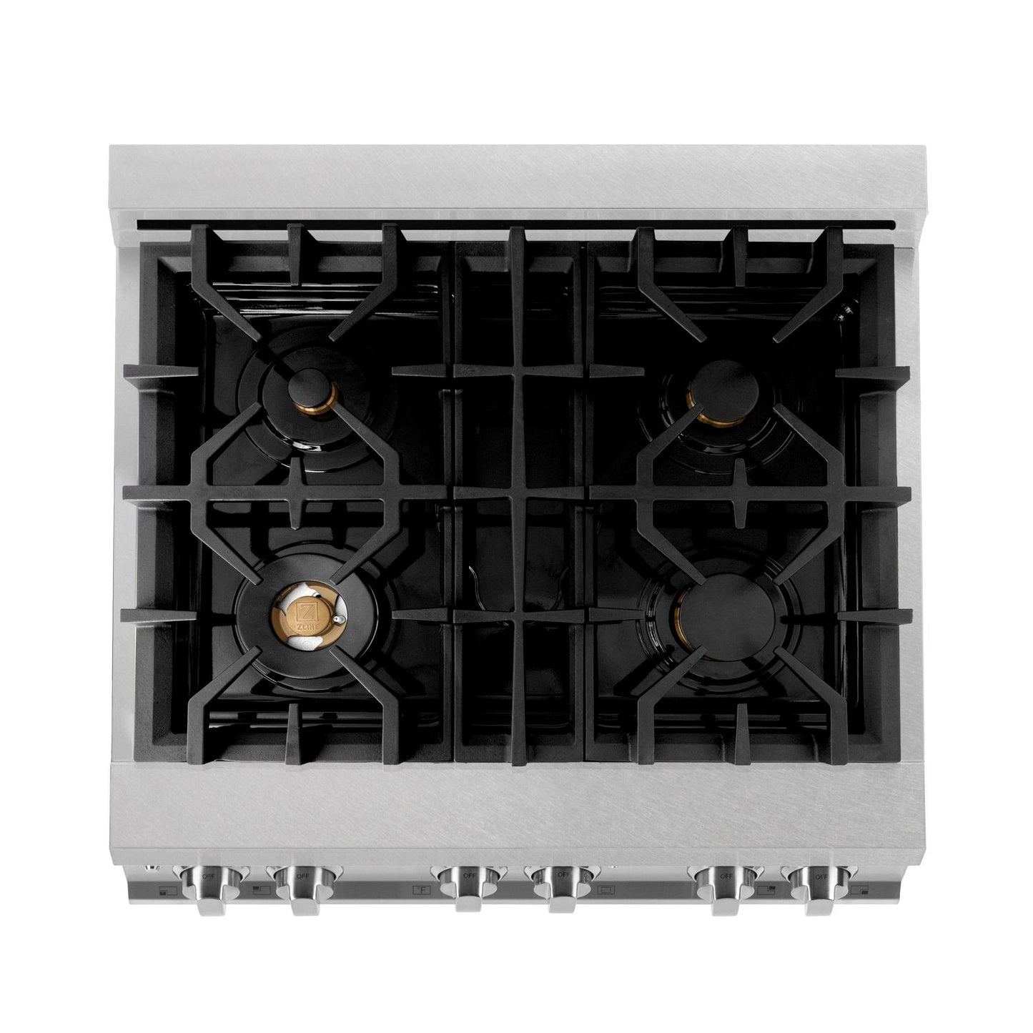 ZLINE Professional 30" DuraSnow Stainless Steel Dual Fuel Range With 4 Brass Burners 4.0 cu. ft. Electric Oven