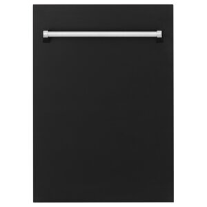 ZLINE Tallac 18" Black Matte Top Control Tall Tub Dishwasher With Stainless Steel Tub and 3rd Rack