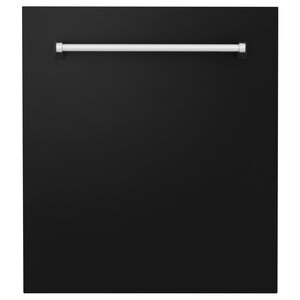 ZLINE Tallac 24" Black Matte Top Control Tall Tub Dishwasher With Stainless Steel Tub and 3rd Rack