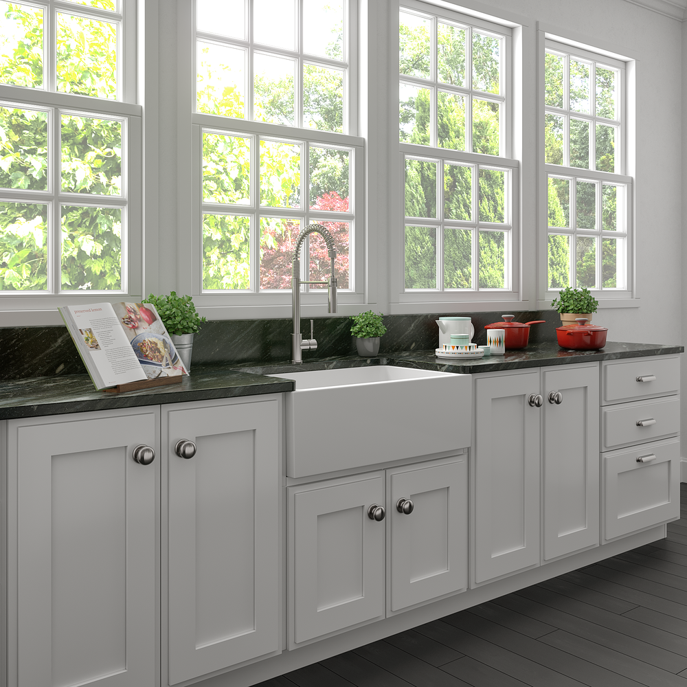 ZLINE Venice 30" Farmhouse Reversible White Matte Fireclay Sink With Utility Rack and Basket Strainer