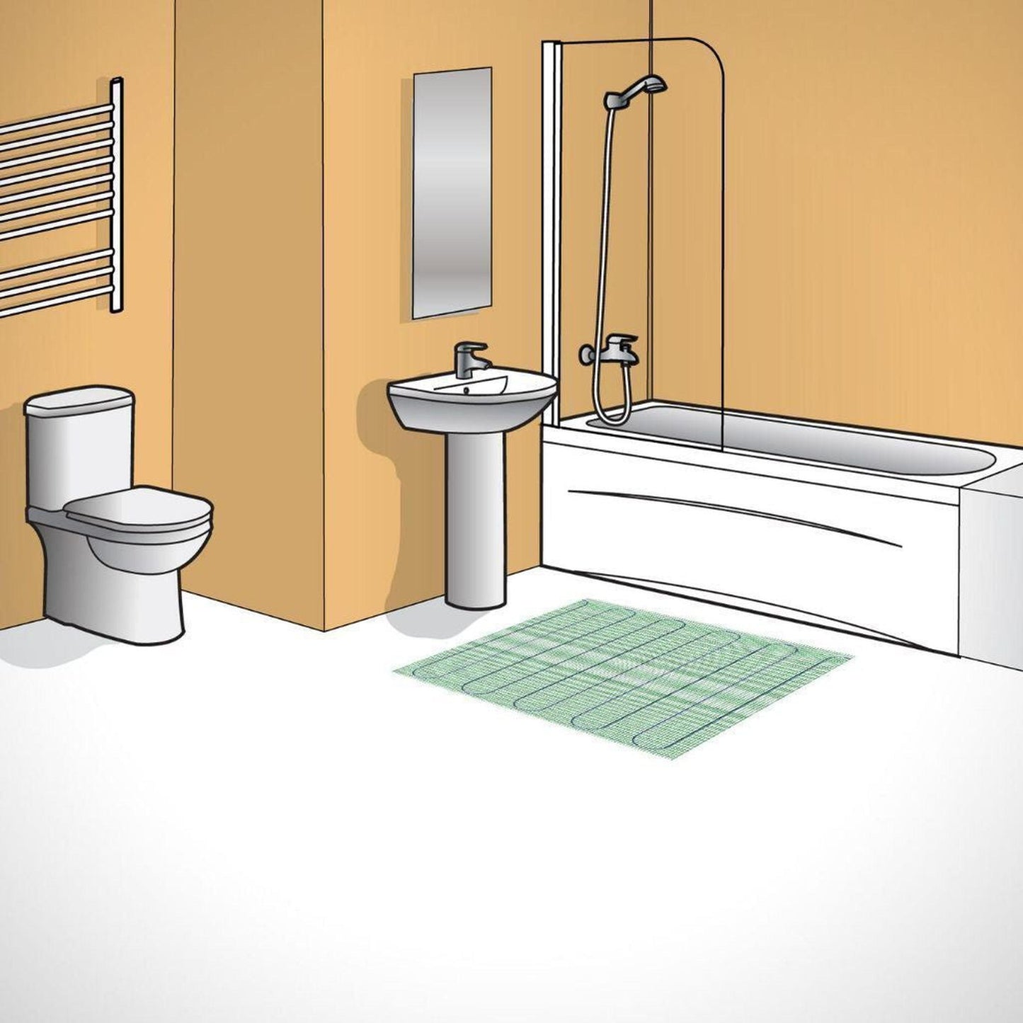 WarmlyYours TempZone Easy Mat 3′ x 5′ 120V Electric Radiant Floor Heating Kit With nSpire Touch Programmable Touchscreen Thermostat